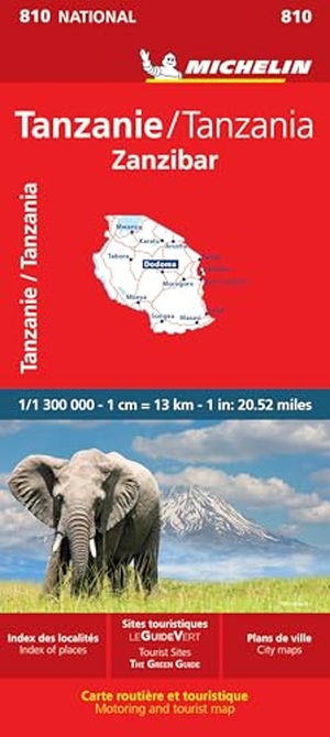 Tanzania & Zanzibar - Michelin National Map 810 - Map. Michelin Editions, 2019.