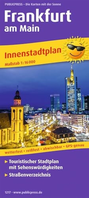 Frankfurt am Main Innenstadtplan 1 : 16 000 - Touristischer Innenstadtplan mit Sehenswürdigkeiten und Straßenverzeichnis. Publicpress, 2017.