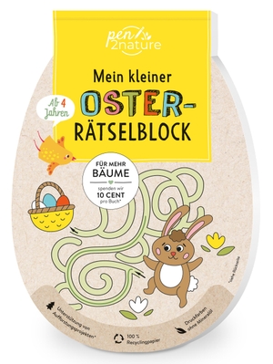 Pen2nature. Mein kleiner Oster-Rätselblock für Kinder ab 4 Jahren - In niedlicher Ei-Form | Nachhaltiges Geschenk zu Ostern für stundenlangen Rätselspaß auf Recyclingpapier. Naumann & Göbel Verlagsg., 2024.