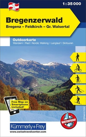 KuF Österreich Outdoorkarte 01 Bregenzerwald 1 : 35 000 - Bregenz - Feldkirch - Gr. Walsertal. Kümmerly und Frey, 2020.