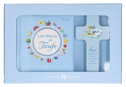 Liebe Wünsche zur Taufe. Geschenkset blau