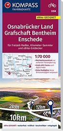 KOMPASS Fahrradkarte 3358 Osnabrücker Land, Grafschaft Bentheim, Enschede 1:70.000