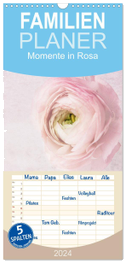 Familienplaner 2025 - Momente in Rosa mit 5 Spalten (Wandkalender, 21 x 45 cm) CALVENDO