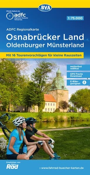 Allgemeiner Deutscher Fahrrad-Club e. V. / BVA BikeMedia GmbH (Hrsg.). ADFC-Regionalkarte Osnabrücker Land /Oldenburger Münsterland, 1:75.000, mit Tagestourenvorschlägen, reiß- und wetterfest, E-Bike-geeignet, mit Knotenpunkten, GPS-Tracks Download. BVA Bielefelder Verlag, 2024.