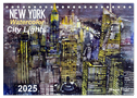 New York Watercolor Citylights (Tischkalender 2025 DIN A5 quer), CALVENDO Monatskalender