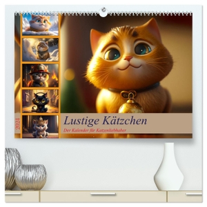 Meutzner, Dirk. Lustige Kätzchen (hochwertiger Premium Wandkalender 2024 DIN A2 quer), Kunstdruck in Hochglanz - Süßer geht es kaum, zwölf witzige Katzenbilder für jeden Tierliebhaber. Calvendo, 2023.