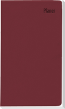 Taschenplaner Leporello PVC bordeaux 2025 - Bürokalender 9,5x16 cm - 1 Monat auf 1 Seite - separates Adressheft - faltbar - Notizheft - 501-1011