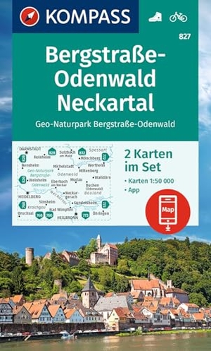 KOMPASS Wanderkarten-Set 827 Bergstraße-Odenwald, Neckartal, Geo-Naturpark Bergstraße-Odenwald (2 Karten) 1:50.000 - inklusive Karte zur offline Verwendung in der KOMPASS-App. Fahrradfahren.. KOMPASS Freytag & Berndt, 2023.