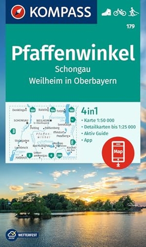 KOMPASS Wanderkarte 179 Pfaffenwinkel, Schongau, Weilheim i. OB 1:50.000 - 4in1 Wanderkarte mit Aktiv Guide und Detailkarten inklusive Karte zur offline Verwendung in der KOMPASS-App. Fahrradfahren. Langlaufen.. Kompass Karten GmbH, 2023.