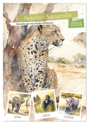 Schöne Aquarelle. Darstellungen von Afrikas Wildtieren (Wandkalender 2025 DIN A2 hoch), CALVENDO Monatskalender