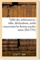 Table Des Ordonnances, Édits, Déclarations, Arrêts Du Conseil Et de la Cour Des Aydes