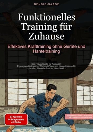 Saage - Deutschland, Bendis A. I.. Funktionelles Training für Zuhause: Effektives Krafttraining ohne Geräte und Hanteltraining - Der Praxis-Guide für Anfänger: Eigengewichtstraining, Workout-Pläne und Körpertraining für optimalen Muskelaufbau im Heimbereich. Saage Books, 2025.