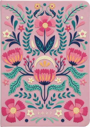 Groh Verlag (Hrsg.). Taschenkalender A5 2027: Blütenmotiv, bestickt, rosa - Hochwertig bestickter Buchkalender, Wochenplaner, Terminplaner & Organizer. Mit Ferienterminen und Monatsübersichten. Groh Verlag, 2026.