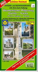Wander- und Radwanderkarte Ökumenischer Pilgerweg Görlitz-Vacha (Teil 2 Leipzig-Vacha) mit Zick-Zack-Faltung. 1:50000