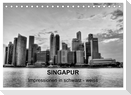 Singapur - Impressionen in schwarz - weiss (Tischkalender 2024 DIN A5 quer), CALVENDO Monatskalender