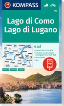 KOMPASS Wanderkarte 91 Lago di Como, Lago di Lugano 1:50.000