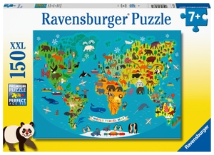Ravensburger Kinderpuzzle - Tierische Weltkarte - 150 Teile Puzzle für Kinder ab 7 Jahren. Ravensburger Spieleverlag, 2022.