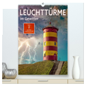 Leuchttürme im Gewitter (hochwertiger Premium Wandkalender 2025 DIN A2 hoch), Kunstdruck in Hochglanz