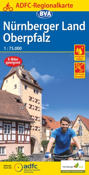 Allgemeiner Deutscher Fahrrad-Club e.V. / BVA BikeMedia GmbH (Hrsg.). ADFC-Regionalkarte Nürnberger Land/ Oberpfalz, 1:75.000, mit Tagestourenvorschlägen, reiß- und wetterfest, E-Bike-geeignet, GPS-Tracks Download. BVA Bielefelder Verlag, 2021.