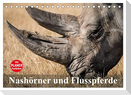 Nashörner und Flusspferde (Tischkalender 2024 DIN A5 quer), CALVENDO Monatskalender
