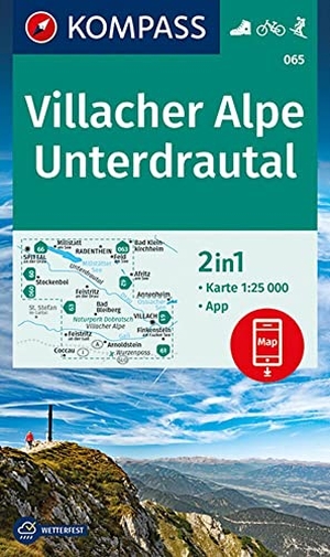 Kompass-Karten Gmbh (Hrsg.). KOMPASS Wanderkarte 065 Villacher Alpe, Unterdrautal 1:25.000 - 2in1 Wanderkarte inklusive Karte zur offline Verwendung in der KOMPASS-App. Fahrradfahren. Skitouren.. Kompass Karten GmbH, 2019.