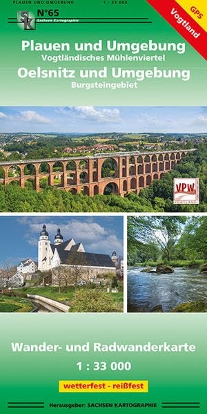 Plauen und Umgebung - Oelsnitz und Umgebung - Wander- und Radwanderkarte 1:33 000. Sachsen Kartographie, 2022.