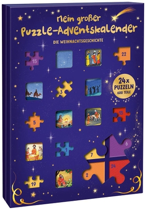 Mein großer Puzzle-Adventskalender - Die Weihnachtsgeschichte - 24 x puzzeln - ergibt ein Puzzle mit 600 Teile. Kaufmann Ernst Vlg GmbH, 2026.