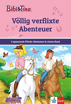Bibi & Tina: Völlig verflixte Abenteuer - 4 spannende Pferde-Abenteuer in einem Band. Mit Hufeisen-Quiz. Erstlesen 1. Klasse, ab 6 Jahren. Klett Lerntraining, 2023.