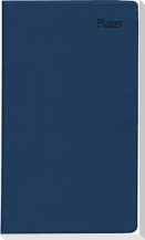 Taschenplaner Leporello PVC blau 2025 - Bürokalender 9,5x16 cm - 1 Monat auf 1 Seite - separates Adressheft - faltbar - Notizheft - 501-1015