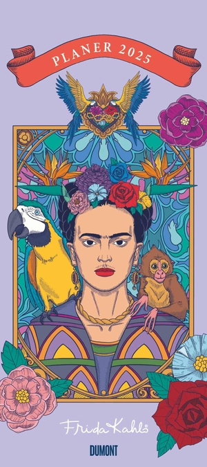 DUMONT Kalender (Hrsg.). Frida Kahlo 2025 - Planer mit variabler Spaltenzahl -  Florales Design - Format 22 x 49,5 cm. Neumann Verlage GmbH & Co, 2024.
