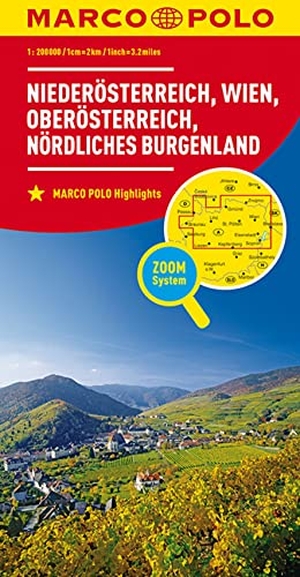 MARCO POLO Regionalkarte Österreich Blatt 01 Niederösterreich, Oberösterreich 1:200 000 - mit nördlichem Burgenland, Wien. Mairdumont, 2019.
