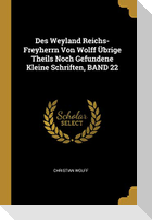 Des Weyland Reichs-Freyherrn Von Wolff Übrige Theils Noch Gefundene Kleine Schriften, Band 22