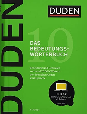 Dudenredaktion (Hrsg.). Duden - Bedeutungswörterbuch - Bedeutung und Gebrauch von rund 20 000 Wörtern der deutschen Gegenwartssprache. Bibliograph. Instit. GmbH, 2018.