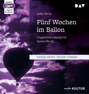Jules Verne / Daniel Minetti. Fünf Wochen im Ballon - Ungekürzte Lesung mit Daniel Minetti (1 mp3-CD). Der Audio Verlag, 2018.
