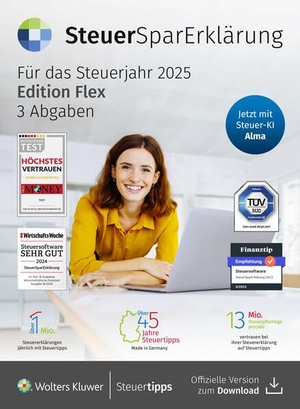 SteuerSparErklärung flex (Steuerjahr 2025) (Code in a Box) - Mit voller Flexibilität zur Steuererklärung 2025. Steuertipps, 2025.