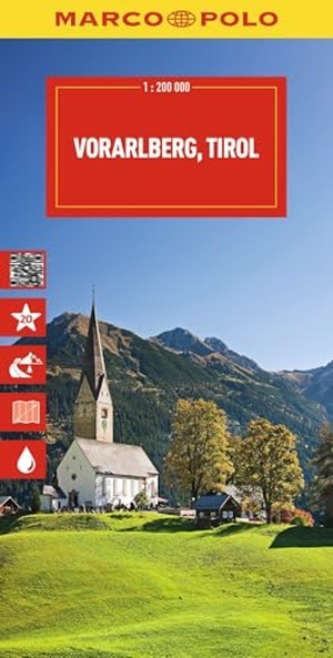 MARCO POLO Reisekarte Österreich 03 Vorarlberg, Tirol 1:200.000 - mit Oberbayern, Südtirol - Straßenkarte und Autokarte mit sehenswerten Strecken, Highlights und digitaler Erweiterung. Mairdumont, 2025.