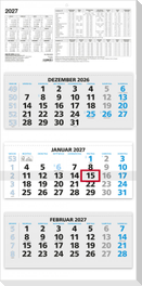 3-Monatskalender blau 2027