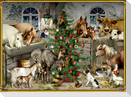 Wandkalender Nostalgische Weihnachten bei den Tieren im Stall