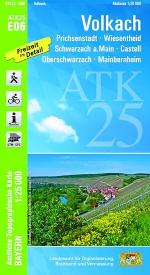 Landesamt für Digitalisierung, Breitband und Vermessung (Hrsg.). ATK25-E06 Volkach (Amtliche Topographische Karte 1:25000) - Prichsenstadt, Wiesentheid, Schwarzach a.Main, Castell, Oberschwarzach, Mainbernheim. LDBV Bayern, 2026.