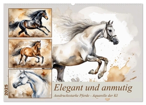 Kleemann, Claudia. Elegant und anmutig (Wandkalender 2025 DIN A2 quer), CALVENDO Monatskalender - Wunderschöne KI generierte Aquarelle von Pferden. Calvendo, 2024.