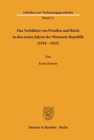 Eimers, Enno. Das Verhältnis von Preußen und Reich in den ersten Jahren der Weimarer Republik (1918 - 1923).. Duncker & Humblot, 1969.