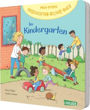 Grimm, Sandra. Mein erstes Geschichten-Bilder-Buch: Im Kindergarten - Pappbilderbuch zum Vorlesen für Kinder ab 2 Jahren - mit kurzen Geschichten, Reimen und Wimmelbild. Carlsen Verlag GmbH, 2024.