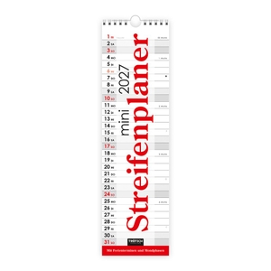 Trötsch Verlag GmbH & Co. KG (Hrsg.). TRÖTSCH - Streifenkalender Mini Rot 2027 - Wandkalender Notizkalender. Trötsch Verlag GmbH, 2026.