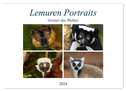 Lemuren Portraits (Wandkalender 2024 DIN A2 quer), CALVENDO Monatskalender