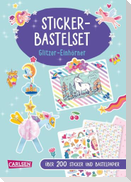 Bastelset für Kinder: Sticker-Bastelset: Glitzer-Einhörner