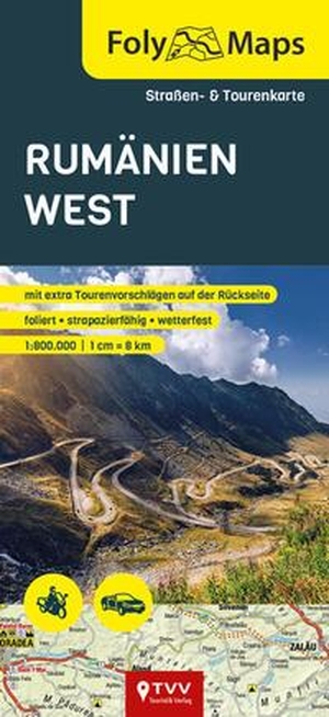 Bikerbetten - TVV Touristik Verlag GmbH / TVV Touristik Verlag GmbH (Hrsg.). FolyMap Rumänien West - Straßen- und Tourenkarte 1:800 000 | foliert | wasserfest | reißfest. Touristik-Verlag Vellmar, 2024.