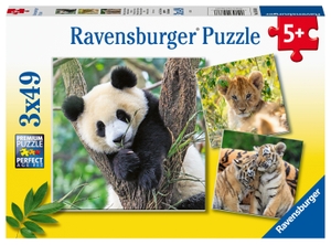 Ravensburger Kinderpuzzle - 05666 Panda, Tiger und Löwe - 3x49 Teile Puzzle für Kinder ab 5 Jahren. Ravensburger Spieleverlag, 2023.