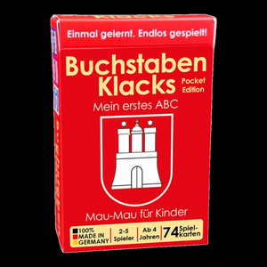 Hardt, Arne / Pia Hardt. Buchstaben Klacks Pocket (Hamburg) - Kartenspiel zum spielerischen Entdecken des Alphabets | 2-10 Spieler | ab 4 Jahren. Alster- und ElbHarmonie, 2025.