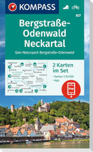KOMPASS Wanderkarten-Set 827 Bergstraße-Odenwald, Neckartal, Geo-Naturpark Bergstraße-Odenwald (2 Karten) 1:50.000