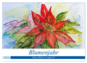 Blumenjahr - Bunte Blüten in Aquarell (Wandkalender 2024 DIN A3 quer), CALVENDO Monatskalender